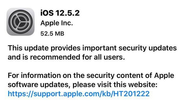 济阳苹果手机维修分享iOS12.5.2发布，建议所有老苹果用户安装 